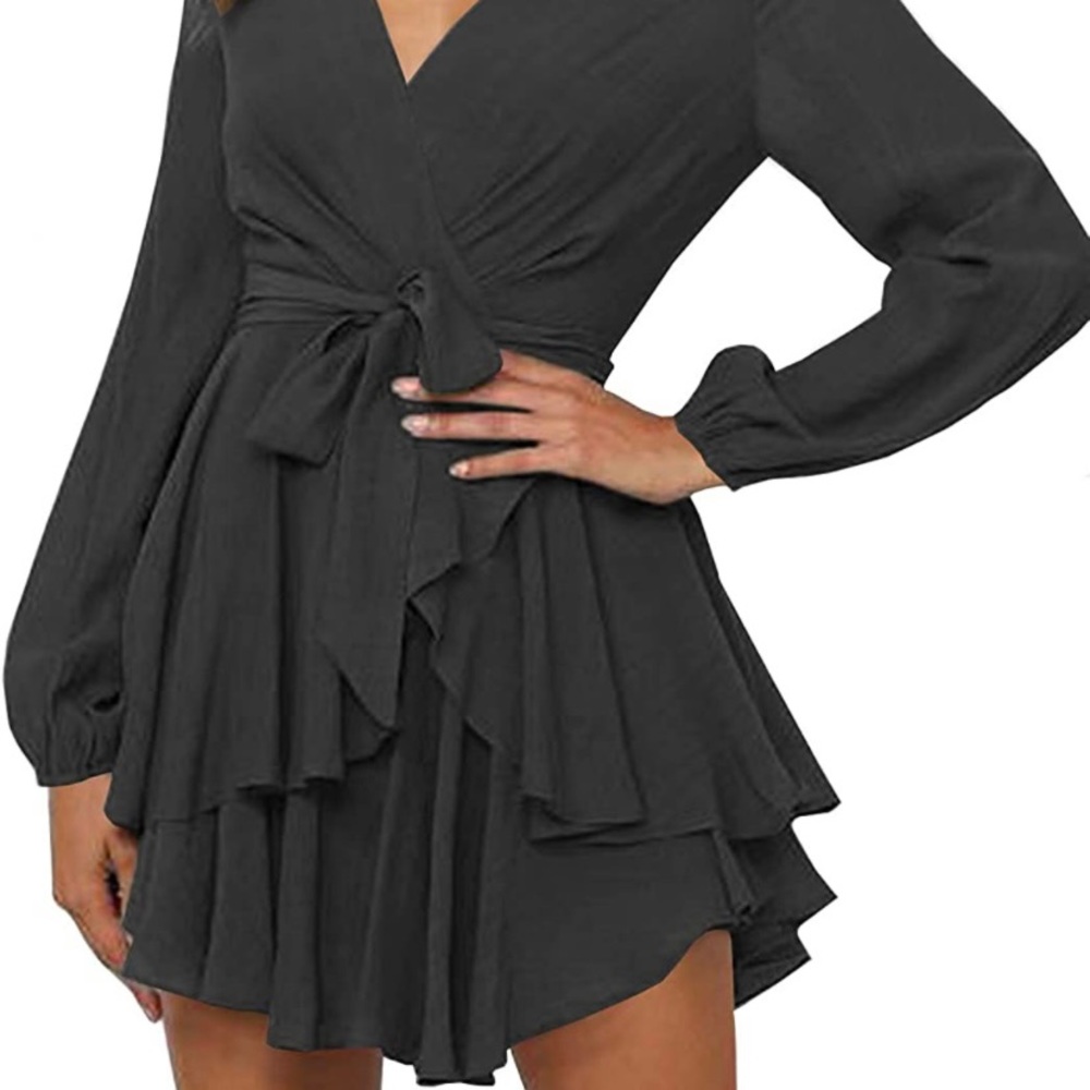 Black long sleeve mini dress